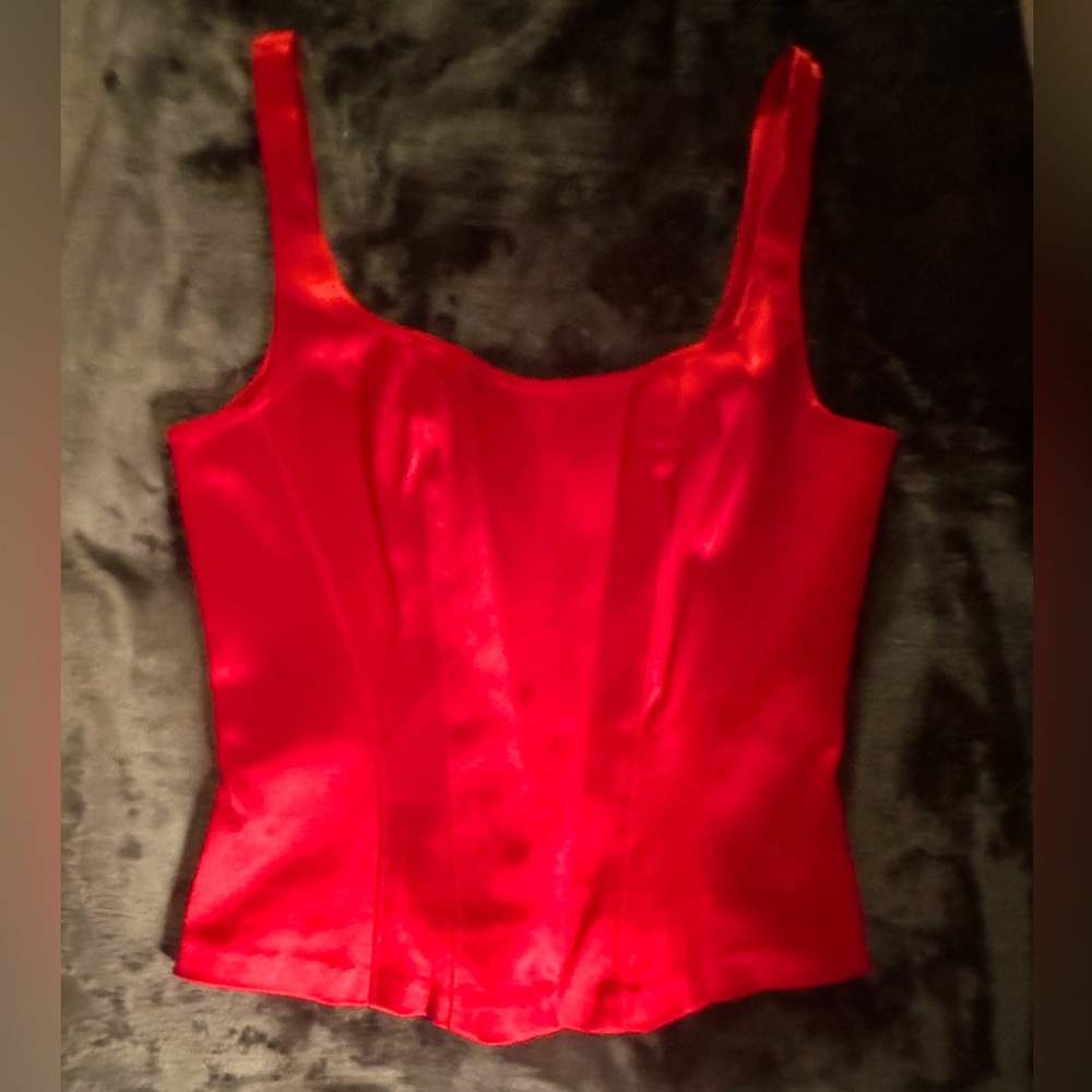 CACHE RED SATIN CORSET & PANT SET - VINTAGE
